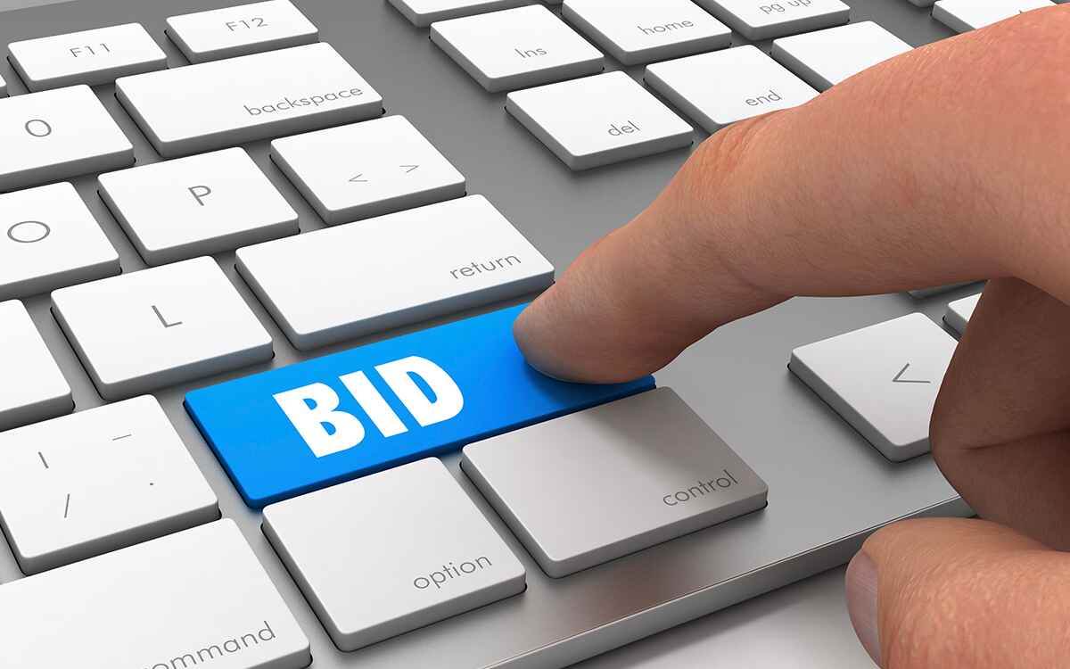Bid button concept 3d illustration